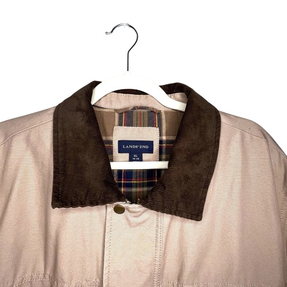 Land's End 100% Cotton Barn Chore Jacket Flannel Lined Corduroy Collar Size XL - Picture 3 of 15